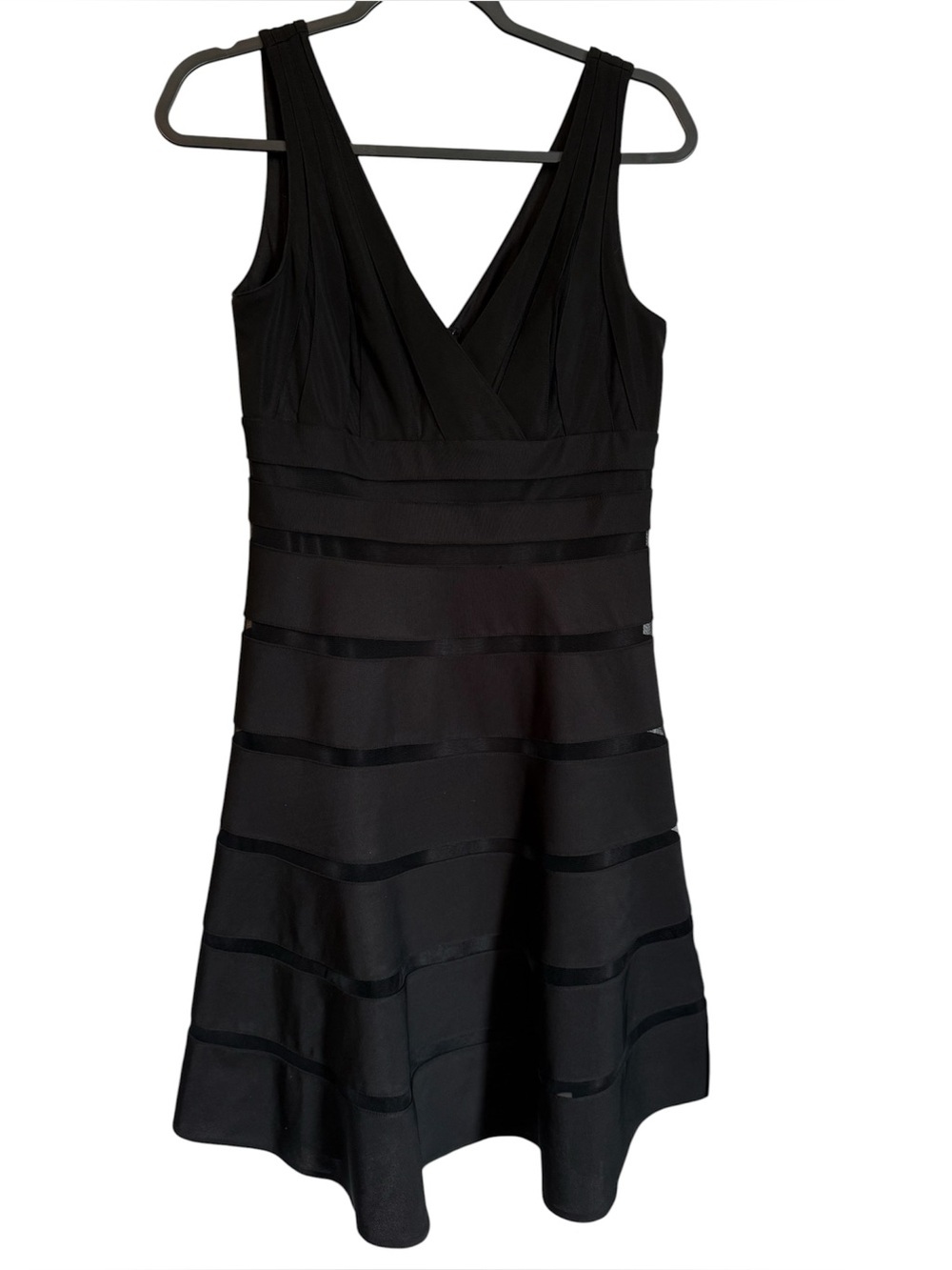 White House Black Market Black V-Neck Fit & Flare Mini Dress
